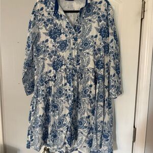 Blue Floral Women's Tunic Dress